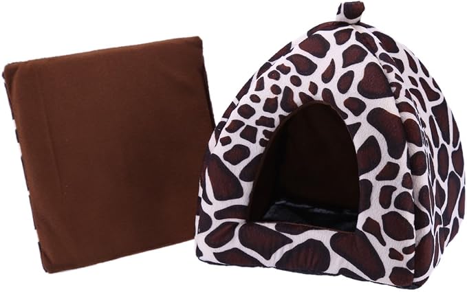 Strawberry Plush Pets House Washable Pets Cave Sofa Half-Closed Fluffy Dogs Room Soft Puppy House for Winter Indoor