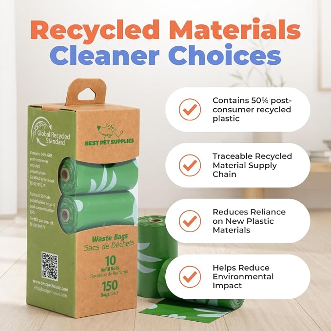 Best Pet Supplies Dog Poop Bags for Waste Refuse Cleanup, Doggy Roll Replacements for Outdoor Puppy Walking and Travel, Leak Proof and Tear Resistant, Thick Plastic - Green (Scented), 150 Bags