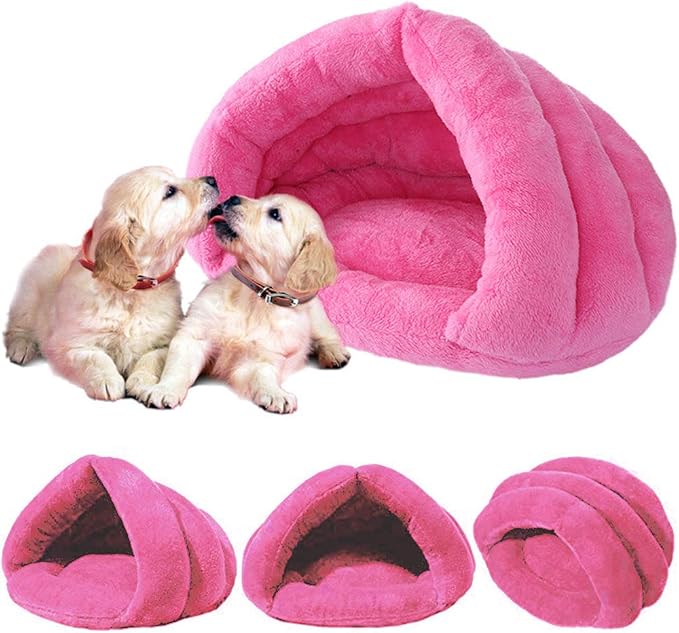 Pet Tent Cave Bed for Small Medium Cats Dogs Pets Sleeping Bag Thick Fleece Warm Slipper Dog Bed Cuddler Burrow House Hole Igloo Nest Cozy Triangle Bed for Cat Puppy