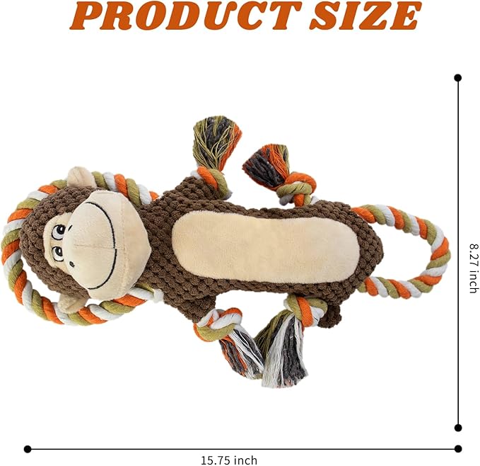 Squeaky Monkey Dog Toys for Large Dogs,Dog Monkey Toy,Dog chew Toys, Interactive Toys, Stuffed Plush Puppy Toy with Crinkle Paper for Small, Middle,Big Dogs, Monkey Dog Toy,Dog Toy Monkey