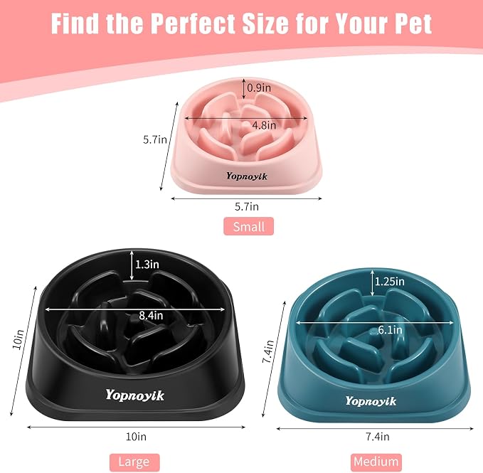 Yopnoyik 2 Pack Slow Feeder Dog Bowls for Healthy Eating, Non-Slip and Anti-Choking Design, Reduces Bloating & Overeating for Large Dogs, Easy to Clean