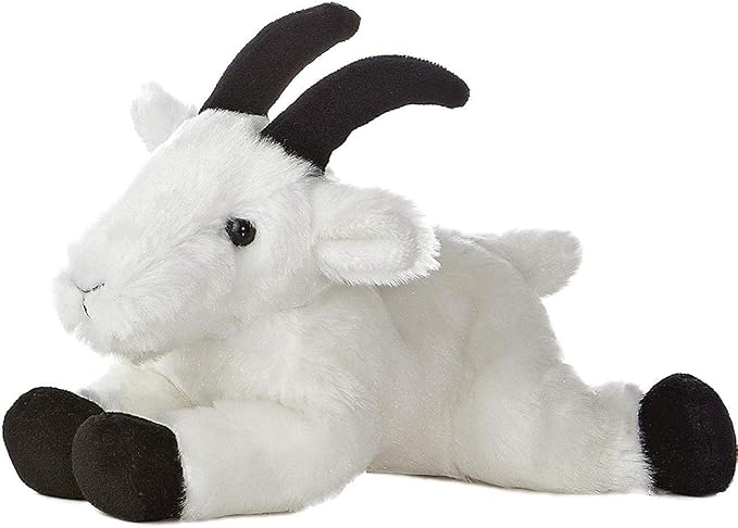 Aurora® Adorable Mini Flopsie™ Rocky Mountain Goat™ Stuffed Animal - Mini Companions Ready for Playful Adventures - for Kids All Ages, Toddlers, Adults, and Families - White 8 Inches