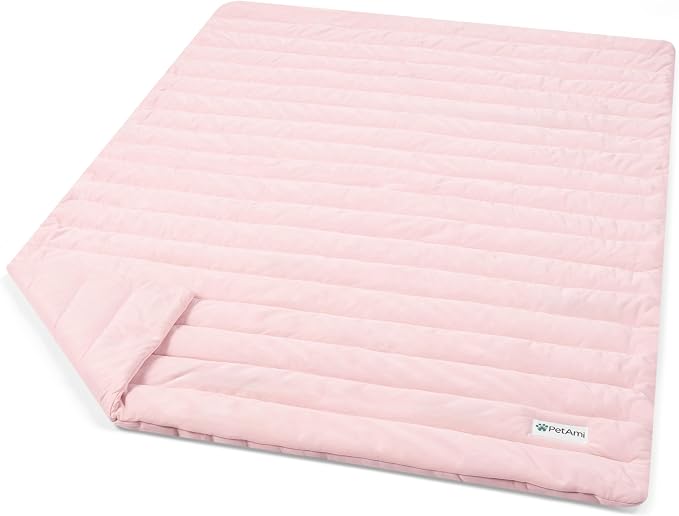 PetAmi Dog Cooling Mat, Q-Max Pet Cooling Blanket with Thick Cushioning, Self Cooling Pad for Dogs & Cats, Reversible Summer Mat for Crate, Couch, Kennel, Pink, Large (40x60)