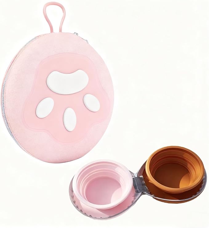 Zegcohjave Collapsible Dog Bowls,Travel Dog Bowl, Dog Water Bowl,Cat Bowl,Portable Pet Bowl, Suitable for Travel, Camping, and Hiking(Brown and Pink)