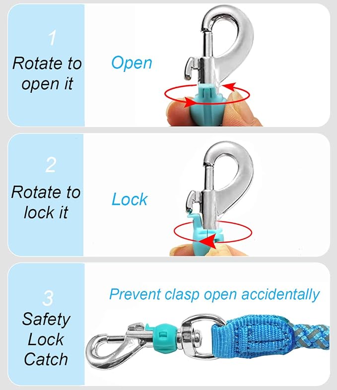 2/3/4/6/10 ft Reflective Dog Leash Strong Nylon Rope Braided Heavy Duty for Large and Medium Small Dogs Walking Training Leads (Sky Blue, 6ft * 1/2")