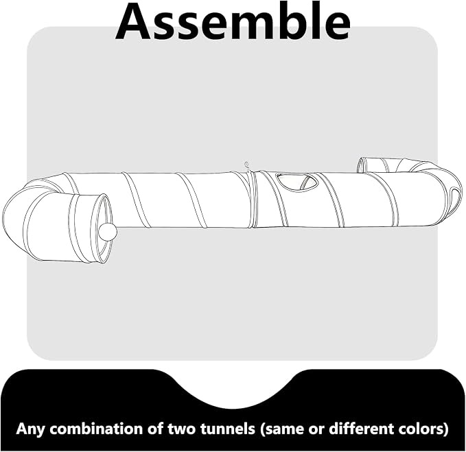 Cat Tunnel, 2-Way Collapsible Cat Tube with Interactive Peek-A-Boo Hole, Toy Ball, and Rope Ideal for Indoor Cats, Kittens, and Rabbits, Beige