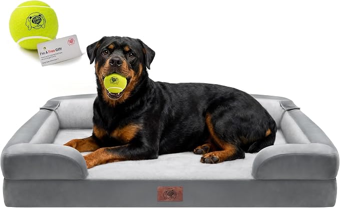 Orthopedic Dog Bed for Extra Large Dogs, XXL Waterproof Egg Crate Memory Foam Pet Bed Bolsters Dog Couch with Washable Cover & Non-Slip Bottom, 45 x 35