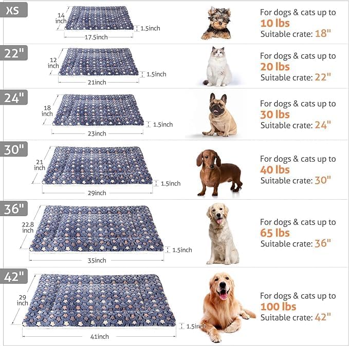 Mora Pets Dog Bed Crate Pad Ultra Soft Pet Bed with Cute Star Print Washable Reversible for Large Medium Small Dogs 21 x 12 inch 2 Pack Pink and Dark Blue