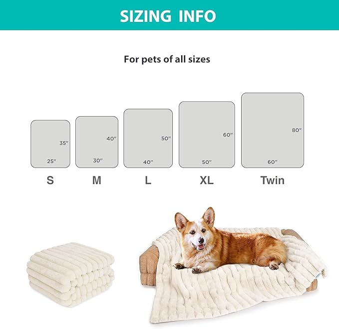 Dog Blanket Pet Blanket - Puppy Blanket for Bed, Luxury Plush Washable Dogs Blankets for Furniture Protection, Super Soft Calming Pet Blanket for Indoors (Cream, 25"x35")
