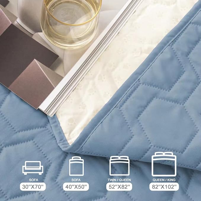 Tcksstex Waterproof and Anti-Slip Dog Bed Cover and Pet Blanket Sofa Pet Bed Mat car Incontinence Mattress Protectors Furniture Couch Cover for Most Cats Dogs, Pets（40x50-Stoneblue）