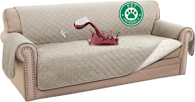 Turquoize 100% Waterproof Sofa Covers Couch Cover Sofa Cover for Dogs Couch Protector Triple Non-Slip Sofa Slipcover for 3 Cushion Couch Furniture Protector for Pets, Kids,Dog (Sofa 70", Pale Oak)