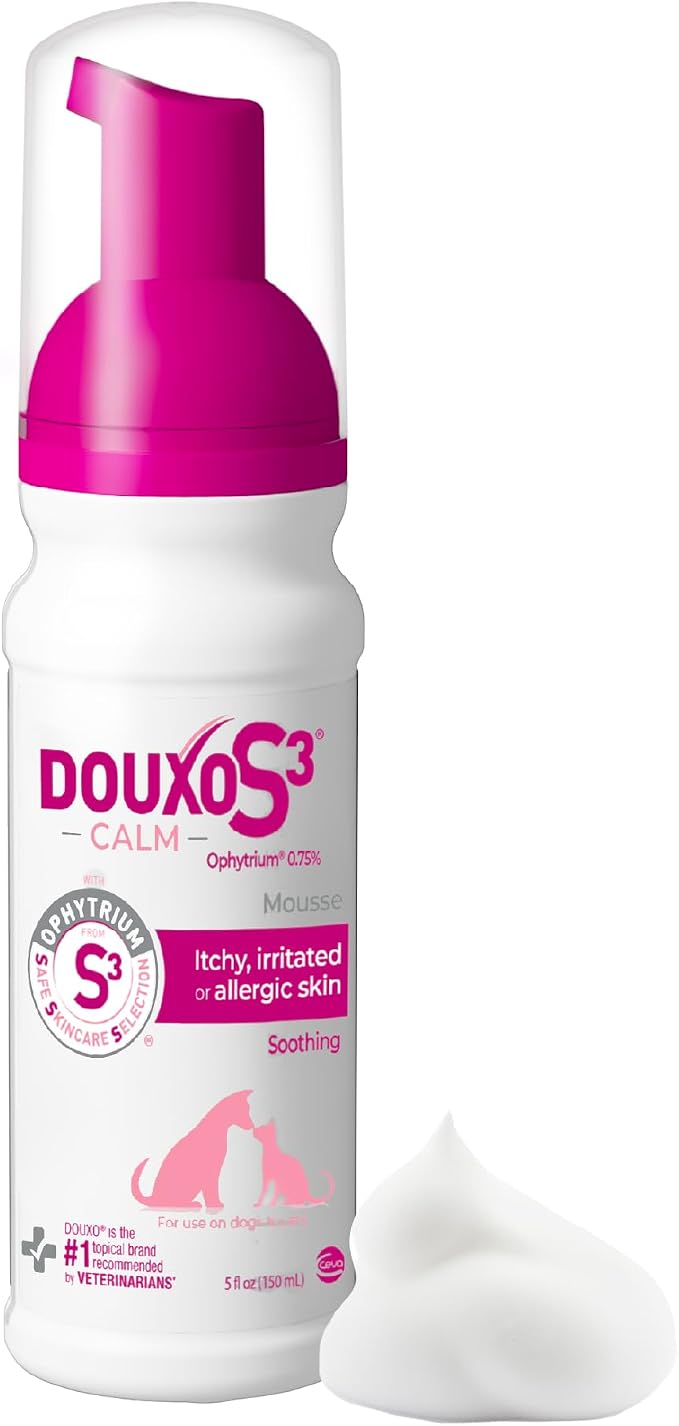 Douxo S3 Calm Itch Soothing Mousse for Dogs & Cats – Soothing Dog Skin Allergy and Itch Relief for Dogs, Helps Support Itchy, Irritated or Allergic Skin, 5 fl oz