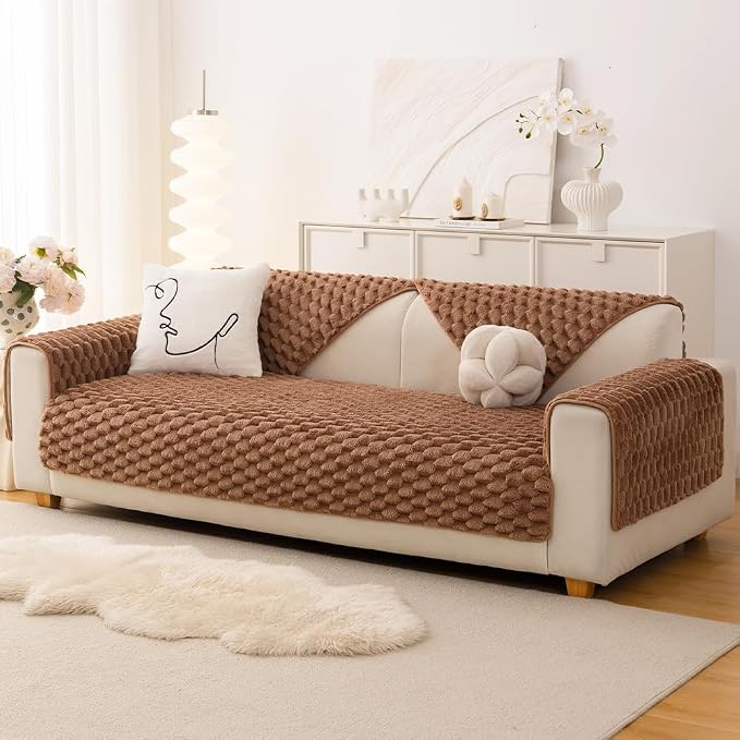 Awjcsv Couch Cover for Dogs Washable, Waterproof Couch Covers for 3 Cushion Couch Sofa Pet Friendly, Soft and Anti Slip (Coffee, 1pc/36"x 71")