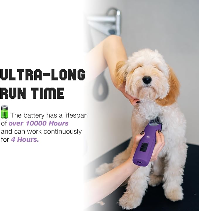 Professional Dog Clippers for Grooming, 2 Speed Pet Grooming Kit with Detachable Metal Blade for Thick Curly Matted Coats Low Noise Heavy Duty Cordless Hair Trimmer