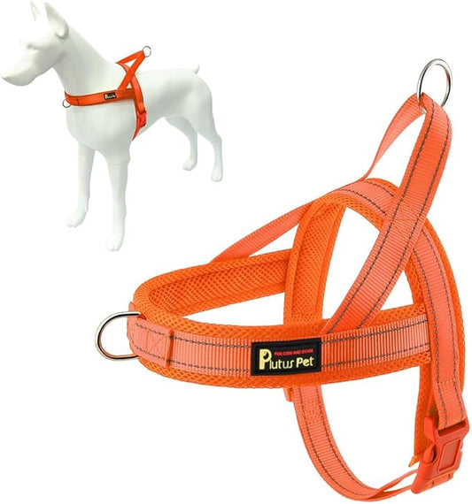 Plutus Pet No Pull Dog Harness with Breathable Mesh Padded, Adjustable Reflective Escape Proof Dog Harness, Quick Fit Dog Vest Harness for Small Medium Large Dogs(XXS, Orange)