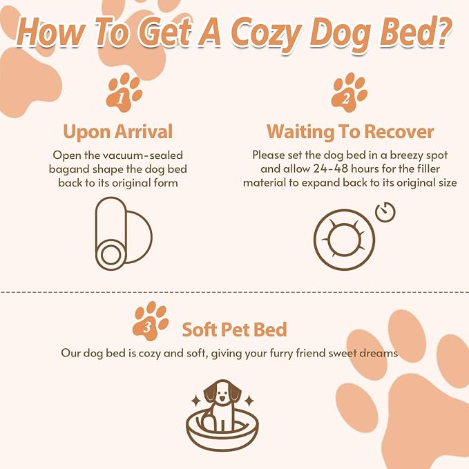 JOLLYVOGUE Calming Dog Beds Large Sized Dog, 36in Donut Washable Large Pet Bed, Anti-Slip & Anti-Anxiety Fluffy Faux Fur Round Dogs Bed, Fits up to 80 lbs Pets （Chocolate）