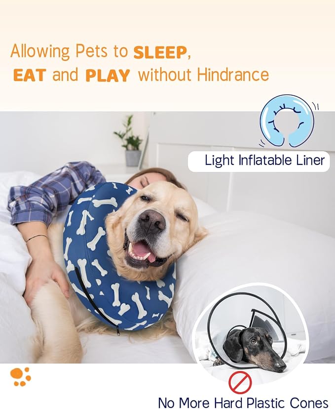 Supet Inflatable Dog Cone Collar Alternative After Surgery, Dog Neck Donut Collar Recovery E Collar for Neuter, Soft Pet Cone for Small Medium Large Dogs