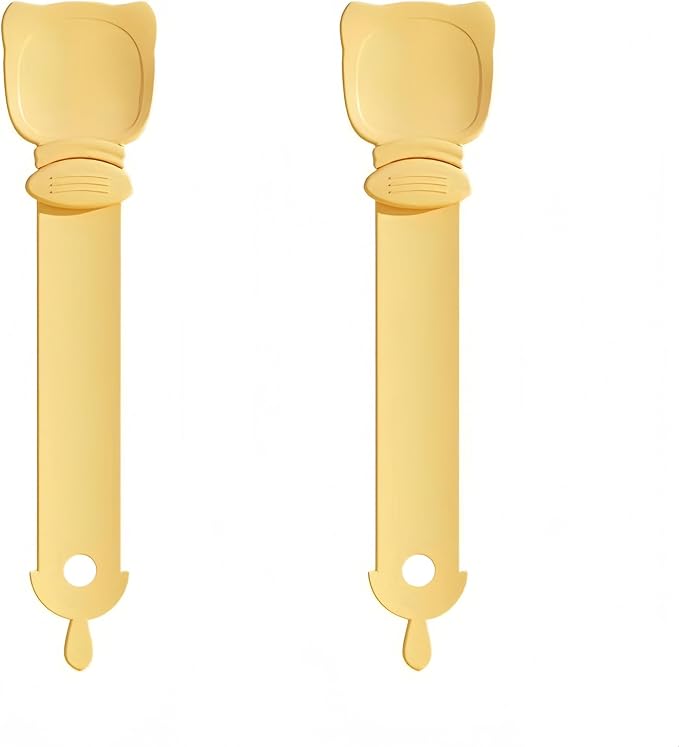 Multifunctional Cat Strip Squeeze Spoon - Cute Cat Head Feeder, 3 Color Strip, Wet Food Dispenser & Treat Spoon (Pet Supplies) (Orange-2PCS)