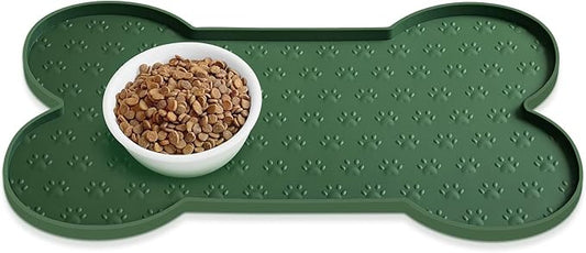 PWTAA Dog Food Mat Anti-Slip Silicone Dog Bowl Mat Thicker Pet Placemat Waterproof Cat Feeder Pad with Raised Edge Puppy Kitten Feeding Mats Suitable Small Medium-Sized Dogs Cats Eating Tray