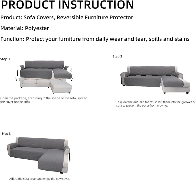 Easy-Going L Shape Sofa Cover Sectional Couch Cover Chaise Lounge Sofa Slipcover Furniture Protector Mat for Pets Dog Cat (Large, Coffee/Coffee)