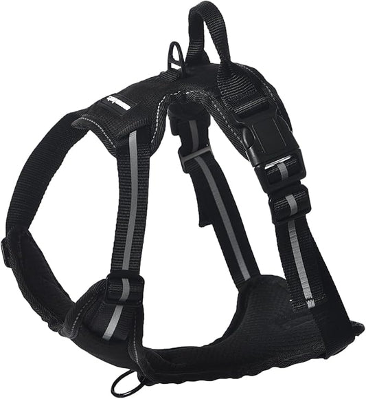 Amazon Basics No-Pull Dog Harness, Soft Padded Adjustable Vest with Reflective Stripes, Medium, Black