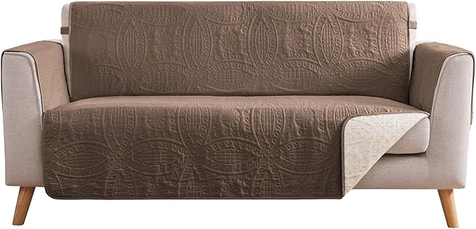 Toffee Loveseat Covers for 2 Cushion Couch, Water-Repellent Covers for Love Seat Sofa, Machine Washable Quilted Couch Covers, Pet Friendly Sofa Slipcovers (Loveseat 48", Raw Umber)