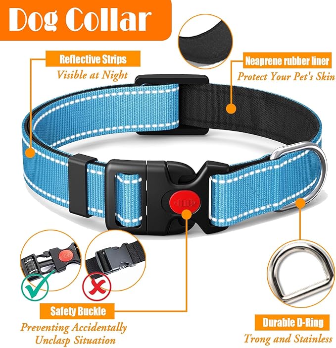 LOBEVE No Pull Dog Harness, Collar & Leash Set | Includes Dog Seat Belt, Collapsible Bowls & Poop Bag Dispenser. Ideal for Training, Walking, Hiking. Fits Small to Large Dogs(Blue-S)