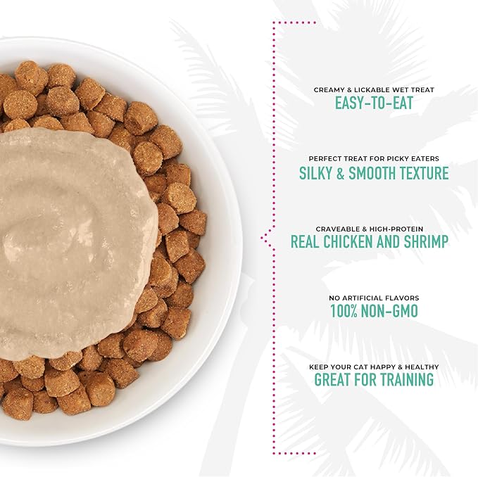 Tiki Cat Stix Mousse Treats, Single Serve Indulgent Lickable Treat or Dry Food Topper, Chicken and Shrimp in Creamy Gravy, 3 oz. Pouch