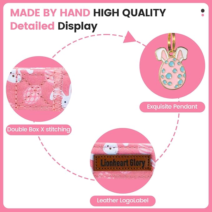 Lionheart glory Easter Day Dog Collar - Dog Collars Soft Adjustable Buckle Cute Easter Rabbits Pattern Pink Male Female Spring Bunnies Pet Collars for Medium Dogs Puppy