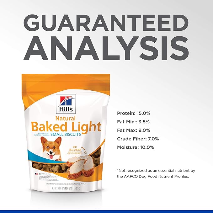 Hill's Natural Baked Light Biscuit Treats for Small Dogs, Chicken, 8 oz. Bag (Pack of 12)