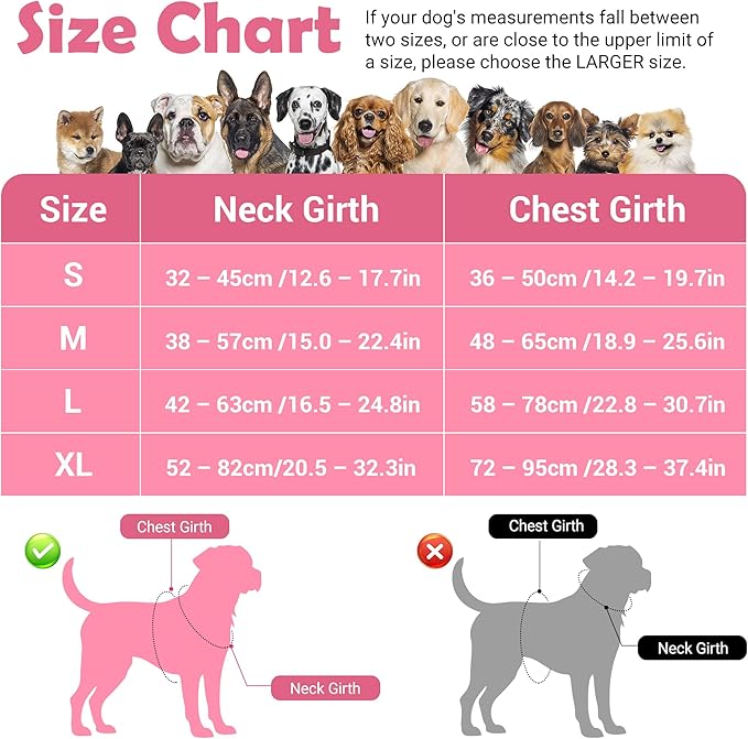 Funfox Dog Harness No Pull, Adjustable Pet Vest Harness, Super Soft Material with Vertical Handle Easy Control, Reflective Night Walking, 2 Leash Clips for Medium Sized Dogs, Mosaic Pink, M