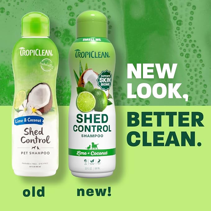 TropiClean Deshedding Dog Shampoo, Fast-Acting Shedding Control & Coat Softener, Puppy Safe, Made in USA, Lime & Coconut Scent, Cat Friendly, 20oz.