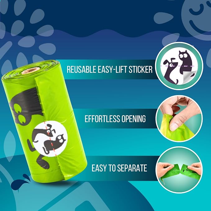 Pet N Pet 360 Counts, Unscented Dog Poop Bags Rolls, 41% Plant Based & 59% PE Poop Bags For Dogs, 24 Rolls Extra Thick Dog Waste Bag, Doggie Poo Bag