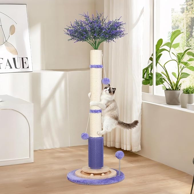 Cat Scratching Post,45'' Tall Vertical Cat Scratcher Tree Toys for Indoor Large Adults