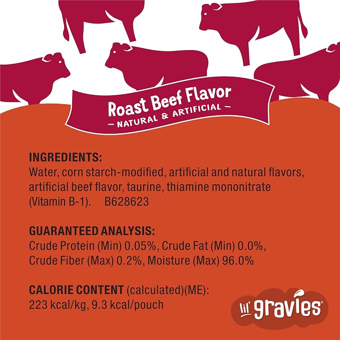 Friskies Purina Lil' Gravies Roast Beef Flavor Cat Food Complement Lickable Cat Treats - 1.55 oz. Pouches,(Pack of 32)