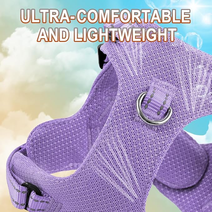 Dog Harness Step in Dog Vest Harness, Reflective Adjustable Puppy No Pull Harness Breathable Soft for Small and Medium Dogs Cats, Violet Purple, XS