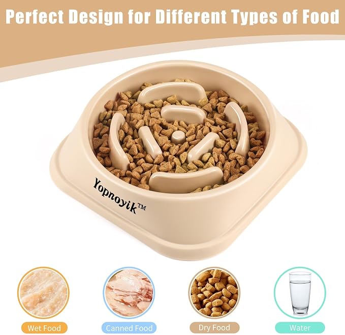 Yopnoyik Slow Feeder Dog Bowls for Healthy Eating, Non-Slip and Anti-Choking Design, Reduces Bloating & Overeating for Large Dogs, Easy to Clean