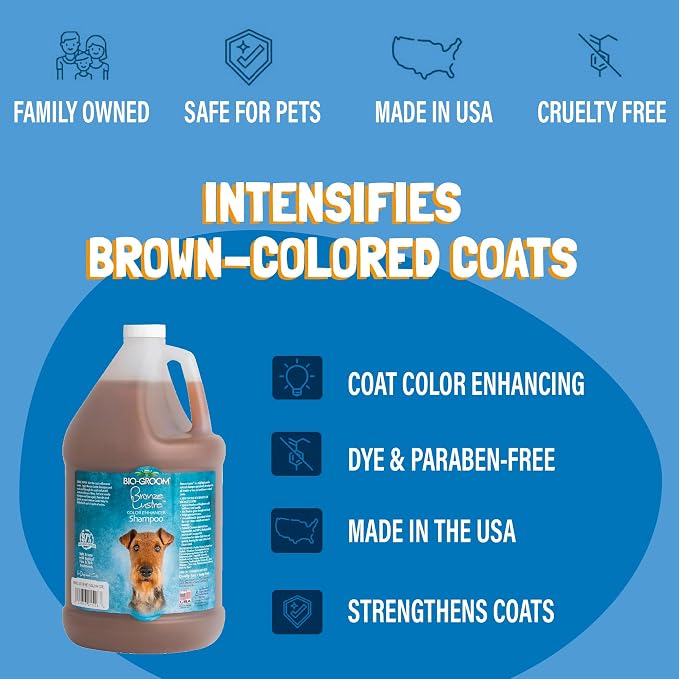 Bio-Groom Bronze Lustre Dog Shampoo - Color Enhancing Pet Shampoo, Dog Bathing Supplies, Puppy Wash, Dog Grooming Supplies, Cruelty-Free, Made in USA, Coat Brightener Shampoo - 1 Gallon