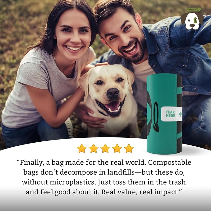 Doggy Do Good - 120 Count, Next Pet Waste Bags for Dogs - Heavy-Duty Dog Waste Bags Made with 65% Recycled Plastic - Landfill-Friendly, Unscented, Eco-Accelerated Formula - Leak-Proof - Extra Thick