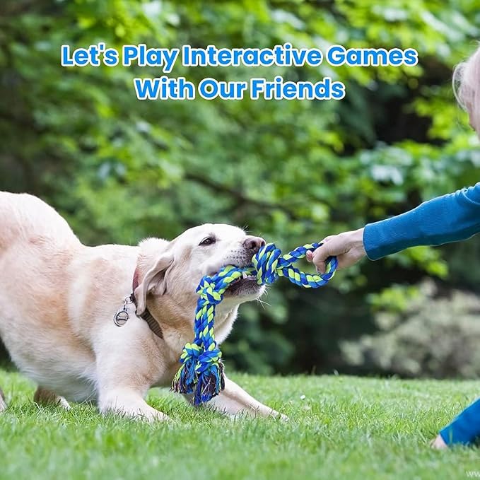 Feeko Heavy Duty Dog Rope Toys for Large Breed Aggressive Chewers, 2 Pack Indestructible Teeth Cleaning Tug of War Toy