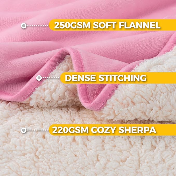 Sunheir Waterproof Dog Blankets for Medium Dogs - Puppy Blanket Washable for Couch Protection, Soft Sherpa Fleece Cat Throw Blanket to Prevent Urine Leaks & Protects Furniture 30"X 40", Pink