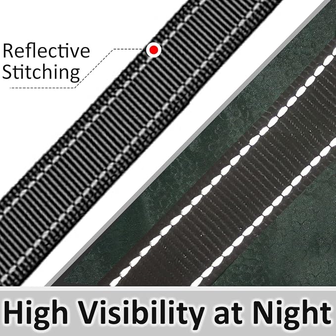 3 Handle Dog Leash, 10FT Triple Handle Reflective Stitching with Padded Traffic Handles, Heavy Duty Training Pet Lead for Control and Safety (Black)