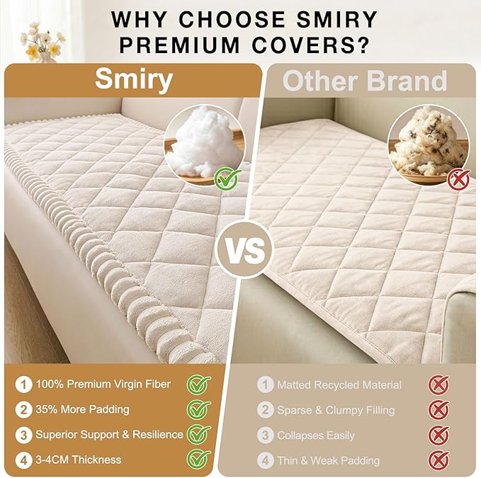 Smiry Couch Cover for Dogs, Non Slip Washable Pet Sofa Protector for Large Dogs, Cats, Fuzzy Plush Sofa Covers for 3 Cushion Couch, Against Fur, Dirt & Scratch Resistant, White, 27.6"×70.9"