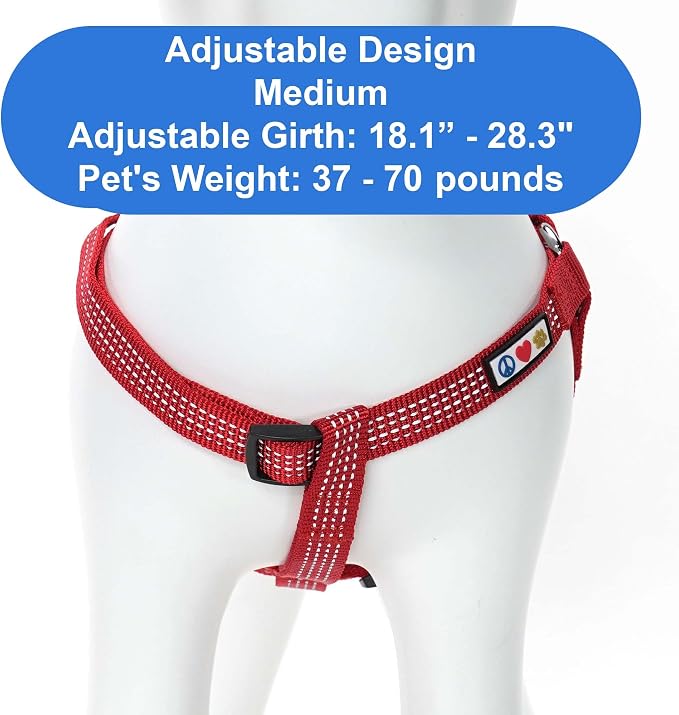 Pawtitas Reflective Step-in Dog Harness – Adjustable No-Pull Vest for Puppies to Seniors, Safe & Comfortable, M Red