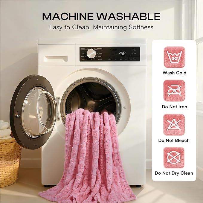 Luciphia Small Dog Blanket Washable Pet Bed Cover Soft Fluffy Puppy Blanket with Premium Fleece 300GSM Cozy Calming Cat Blankets for Indoor Cats Pink 57x40 inch