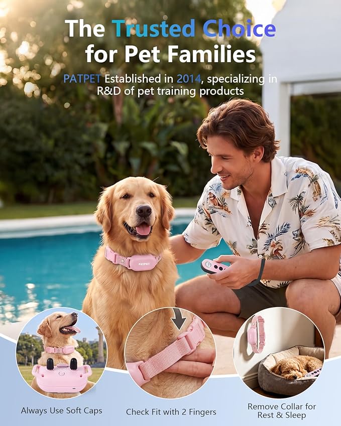 PATPET Shock Collar for Dogs - 4000FT Dog Training Collar with Remote, IPX7 Waterproof 4 Modes(Beep/Vibration/Shock/Safe) Dog Shock Collar, Rechargeable E-Collar for Small Medium Large Dogs (5-120Lbs)