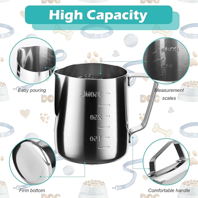 1.5 Cup Dog Food Scoop Stainless Steel Dog Food Measuring Cups Pet Food Scoop with Precision Scale Cupeasurements for Dogs,Cats or Bird Foods, Injection Molded and Dishwasher Safe (1.5 CUP)