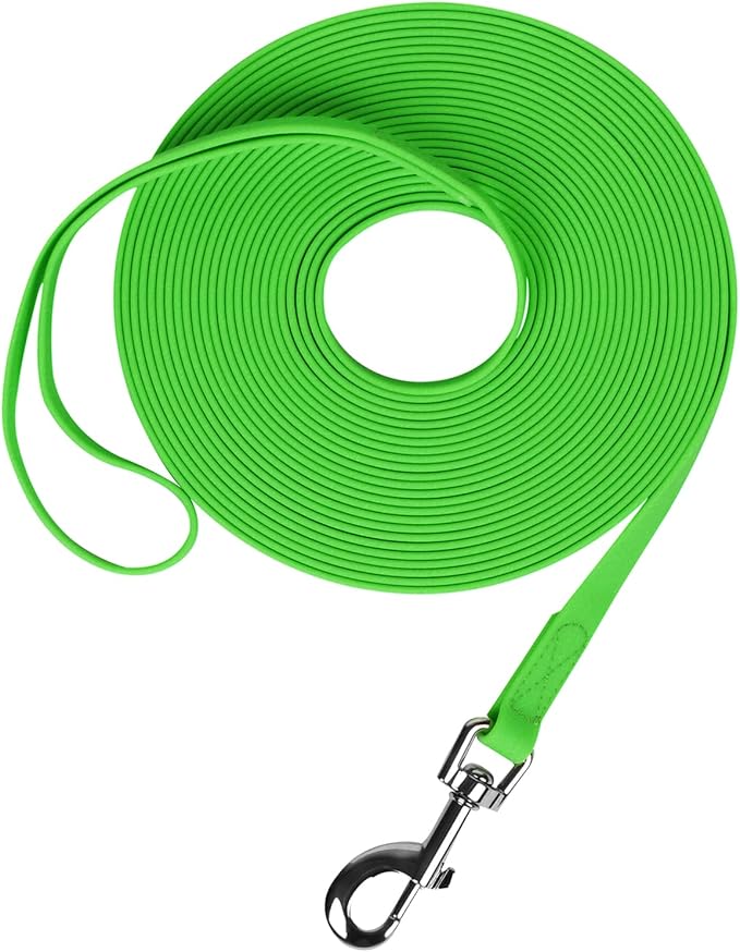 Waterproof Long Leash Durable Dog Recall Training Lead Great for Outdoor Hiking, Training, Yard, Beach and Swimming (Green, 30ft)