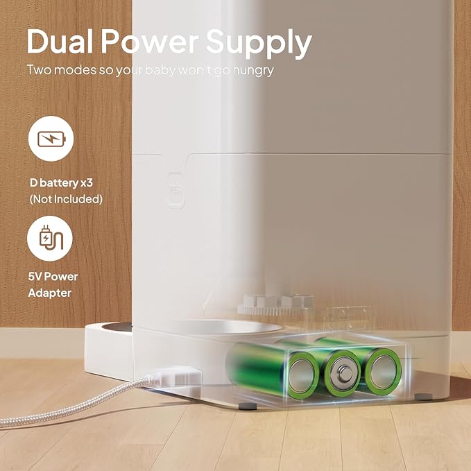 VOLUAS Automatic Cat Feeders - Pet Food Dispenser for Dry Food, Timed Cat Feeder with Desiccant Bag, Programmable Portion Size Control 4 Meals Per Day, 10s Voice Recorder