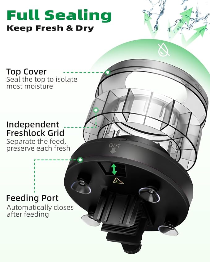 Papettly Automatic Fish Feeder for Aquarium - Auto Fish Food Dispenser for Fish Turtle Tank with USB Cable & LCD Display, Timer Fish Feeder for Vacation Weekend Holiday, with Fish Feeder Spoon